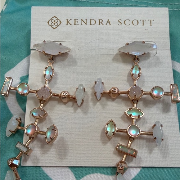 Kendra Scott Iridescent and Gold Drop Earrings - Picture 2 of 3